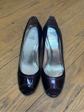 Stuart Weitzman Deep Purple Patent Peep-Toe Pumps